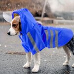 Impermable rglable pour chien rflchissant lger avec trou de laisse et capuche - bleu 2xl