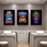 Impression dart sur toile gaming gamer citations affiche jeu playstation toile peintures pour chambre ...