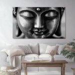Impressions sur toile 100x50 cm vintage gros plan dune statue de bouddha imperm�able tableau d�coratif ...