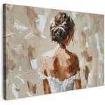 Impression sur toile 60x40cm tableaux art dcoratif muraux dcoration chambre femme abstrait beige moderne ...