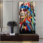 Impression sur toile art indian girl toile art peintures murales aquarelle femme indienne avec des affiches ...