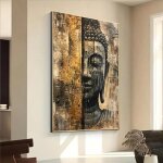 Impression sur toile repr�sentant un bouddha zen affiche moderne abstraite d�coration murale 60 x 80 ...