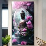Impression sur toile repr�sentant un bouddha zen pour d�coration murale 60 x 120 cm sans cadre multicolore ...