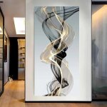 Impression sur toile hd avec ruban flottant affiche d�coration murale minimaliste moderne40 x 80 cm sans ...