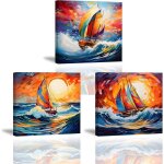 Impression sur toile paysage peinture à l?huile de bateau tableau decoration murale pour salon 30x30cm ... Impression sur toile paysage peinture à l?huile de bateau tableau decoration murale pour salon 30x30cm ...