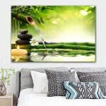 Impressions sur toile zen moderne images parfaites en bambou vert sur toile peinture murale art dcorations ...