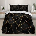 Imprimé 3d parure de lit lignes dorées géométriques housse de couette 90x190 cm literie douce confortabl ... Imprimé 3d parure de lit lignes dorées géométriques housse de couette 90x190 cm literie douce confortabl ...