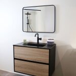 Indus meuble avec simple lavabo effet chne et noir mat essebagno