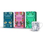 Infusions biologiques - pukka - pack de 3 + tasse offerte - commerce quitable - 60 sachets