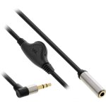 Inline - 99253c - slim cable audio jack 35 mm st coude vers femelle avec controle du volume 025 m
