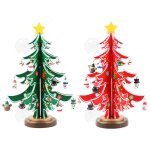 Inn calendrier de lavent 2024 2 pcs mini sapin de nol en bois avec 28 ornements cadeaux de nol pour ...