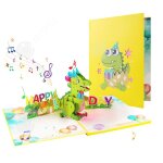 Inn cartes 3d 16x21x05cm carte danniversaire dinosaure vert avec lumi�res et musique enveloppe et petite ...