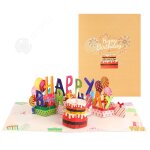 Inn cartes danniversaire 15x20cm cr�ative lettres 3d bougies scintillantes petite carte et enveloppe ...