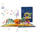 Inn cartes de no�l 16x21cm musique lumi�res color�es carte 3d cr�che no�l enveloppe et carte incluses ...
