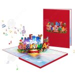 Inn cartes de nol 16x21cm musique lumires colores carte v?ux 3d enveloppe et carte incluses idal ...