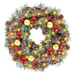 Inn couronne de nol 40 cm suspendre de suprieure led couronne de nol lumineuse pomme de pin avec glaage ...