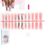 Inn faux ongles 24 pcs french rose brillant press on nails  coller - autocollants pour femme nail art ...