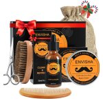Inn kit barbe homme 6 pcs kit d?entretien de barbe huile  barbe baume barbe ciseaux peigne barbe brosse ...