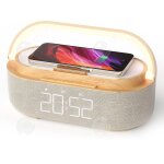 Inn lampe de chevet 6 en1 enceinte avec chargement sans fil port de chargement usb affichage led lumi�re ...