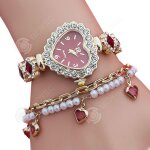 Inn montre femme forme de coeur ensemble montre et bracelet avec du zircon lgant parure bijoux cadeaux ...