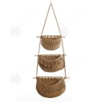 Inn sac tresser de rangement suspendu style bohme avec 3 poches objet de decoration bibelot objet decoratif ...