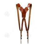 Inn sangle dappareil photo pour deux appareil photo marron cuir v�ritable laiton r�glable portable ceinture ...