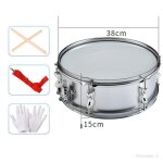 Instrument de percussion de caisse claire de 14 pouces avec sangle réglable de musique portable argent ... Instrument de percussion de caisse claire de 14 pouces avec sangle réglable de musique portable argent ...