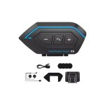 Intercom moto bluetooth - bluetooth 5. 0 - kit oreillette - casque moto - interphone - bleu noir - universel ...