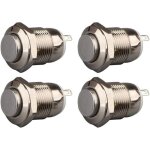 Interrupteur bouton - poussoir tanche 12mm - 4 pices - acier inoxydable - on / off