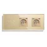 Interrupteur double tactile - bseed - verre trempé - 2 prises usb - c - couleur or Interrupteur double tactile - bseed - verre trempé - 2 prises usb - c - couleur or