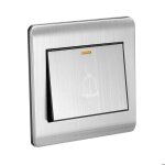 Interrupteur de sonnette de porte ac 250v 16a 86mm x 86mm panneau inox bouton - poussoir carr� r�initialisable ...