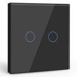 Interrupteur tactile 2 gang 1 voie - aimoonsa - norme europ�enne 86 - verre tremp� - voyant lumineux ...