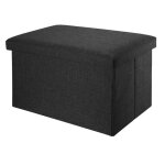 Intirilife pouf pliable 78x38x38 cm en noir diamant ? bote de rangement dcorative en tissu aspect lin ...