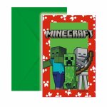 Invitations minecraft green party (6 pi�ces) fsc r�f�rence : pnn95658