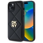 Iphone 15 plus case - dkny leather quilted stack logo (dkhcp15mpqdslk) - noir
