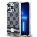 Iphone 15 pro case - dkny iml checkered mono pattern & printed stripes magsafe (dkhmp15lhcptsk) - noir ...