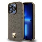 Iphone 15 pro case - dkny leather monogram pattern metal logo magsafe (dkhmp15lpshrpsw) - brown Iphone 15 pro case - dkny leather monogram pattern metal logo magsafe (dkhmp15lpshrpsw) - brown