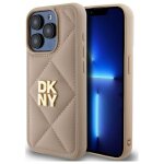 Iphone 15 pro case - dkny leather quilted stack logo (dkhcp15lpqdsle) - beige