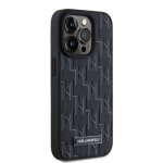 Iphone 15 pro case - karl lagerfeld leather magsafe (klhmp15lpkhporpk) - monogram metal logo