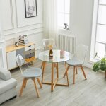 Ipotius ronde table en verre salle  manger scandinave moderne style 75 x 80 cm