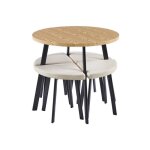 Table  manger - iris - bois massif - 4 tabourets - beige