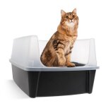 Iris ohyama bac  litire chat xl ouvert parois hautes anti - projections grand bac litire xxl