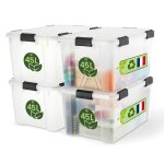 Iris ohyama boite rangement herm�tique plastique 45l lot de 4 transparent wsb - 45