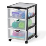 Iris ohyama tour de rangement  roulettes en plastique 3 tiroirs moyens noir dddc - 003