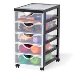 Iris ohyama tour de rangement  roulettes en plastique 5 petits tiroirs noir dddc - 350