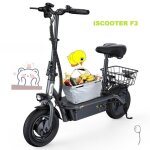 Iscooter f3 trottinette �lectrique adulte 1000w avec si�ge freins � disque doubles panier amovible pliable ...