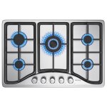 Iseasy plaque gaz 5 feux inox plaque de cuisson gaz 5 feux encastrable table gaz 5 foyer gaz ville et ...