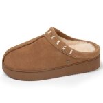 Isotoner chaussons semelle plateforme 35 cm camel femme