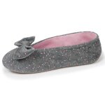 Isotoner chaussons ultra confortables semelle en cuir dtail grand n?ud gris chin clair femme