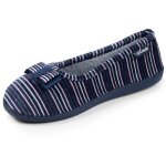 Isotoner chaussons velours semelle ergonomique rayure marine femme